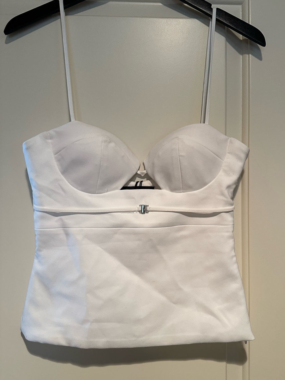 White Bustier Crop Top with Spaghetti Straps